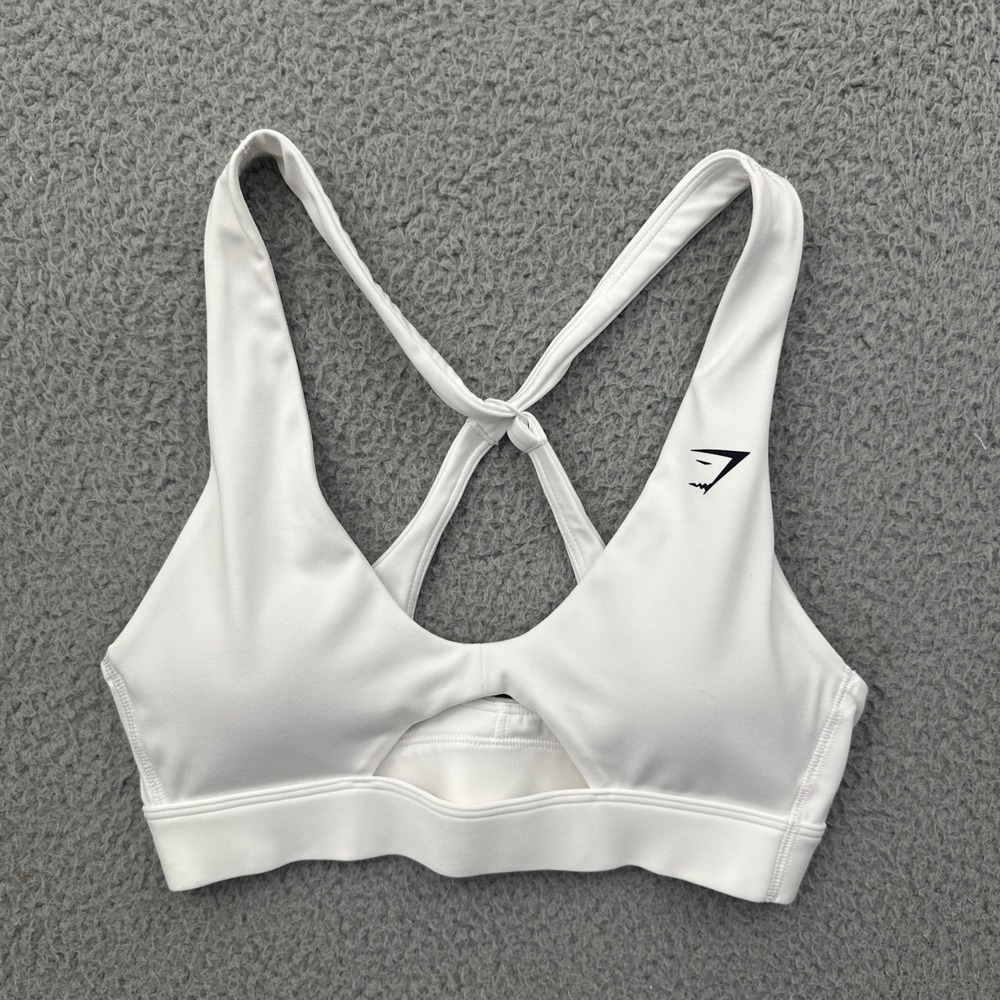 Gymshark Peek A Boo Sports Bra White Athletic Workout Gym Women's Small